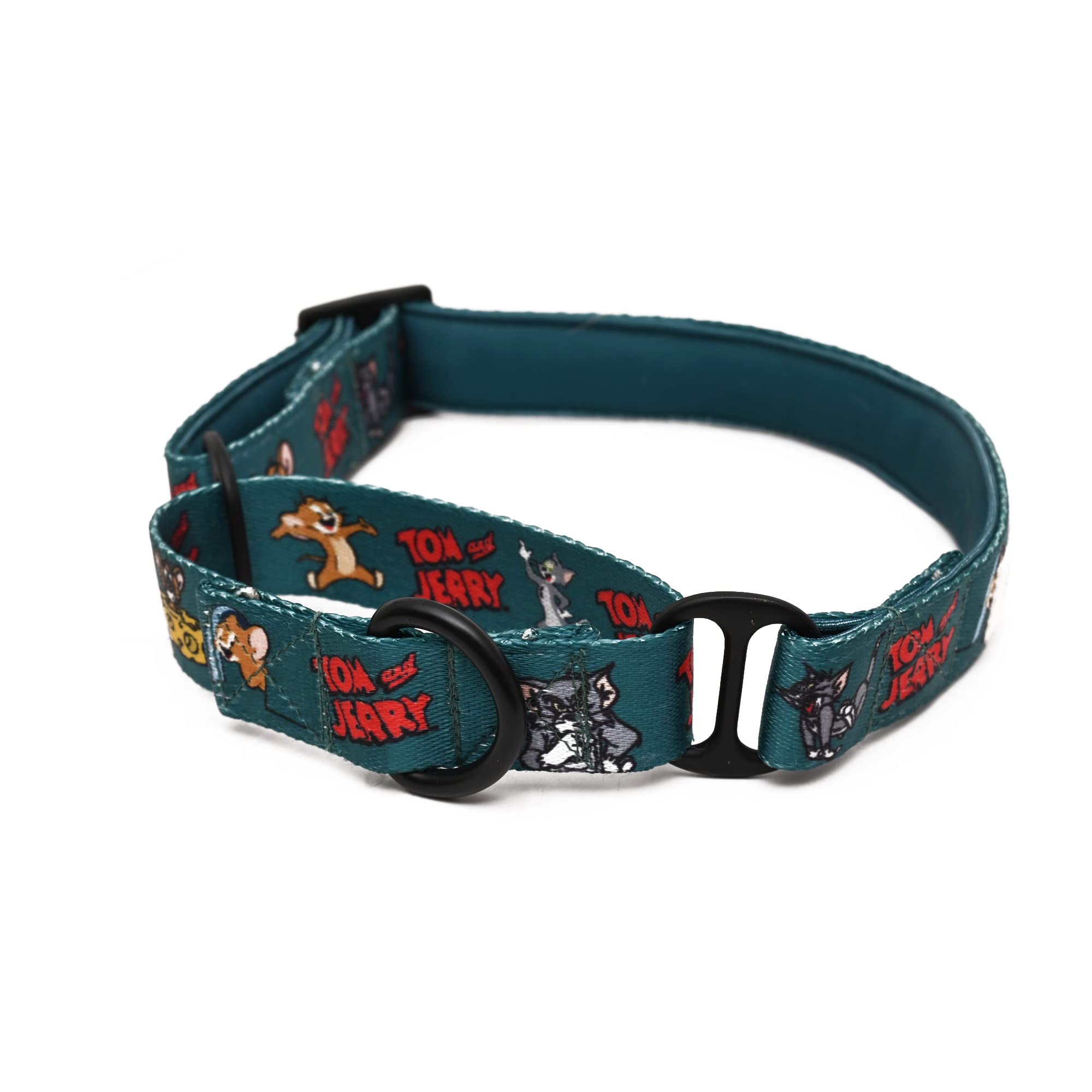 Tom and Jerry X Mutt of Course Happy Green Martingale Collar for Dogs | Neck- 22-28" (L) | for Large Dogs Like Golden Retriever, Labrador etc.