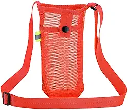 Bolsa de malha para garrafa de água com alça de ombro ajustável – Acessório de fitness durável e leve ao ar livre para suporte de copo de viagem (laranja)
