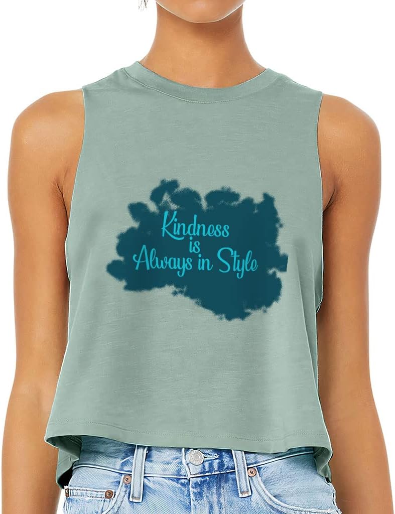 Kindness is Always in Style Racerback Cropped Tank - Print Women's Tank - Unique Tank Top