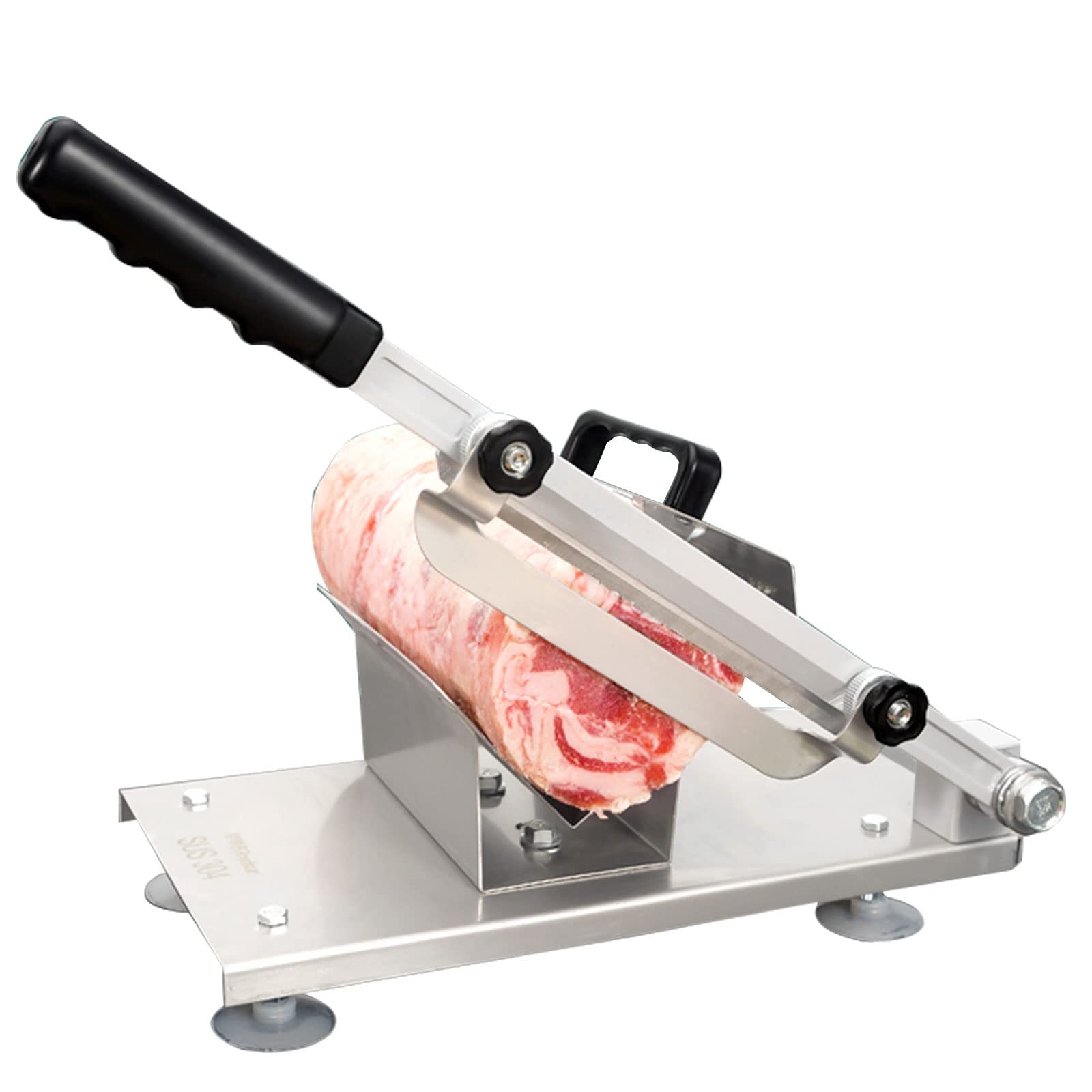 Cortafiambres Manual, Cortadora para Carne Congelada Vegetales y Frutas, Rebanadora de Carne de Acero Inoxidable con Entrega de Carne Asistida por Primavera, Grosor de la Rebanada: 0,25-10MM