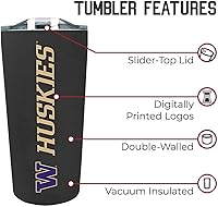 Vista 49 de Campus Colors Vaso de acero inoxidable de la NCAA perfecto para el día del partido, 18 onzas, doble pared, mantiene las bebidas perfectamente