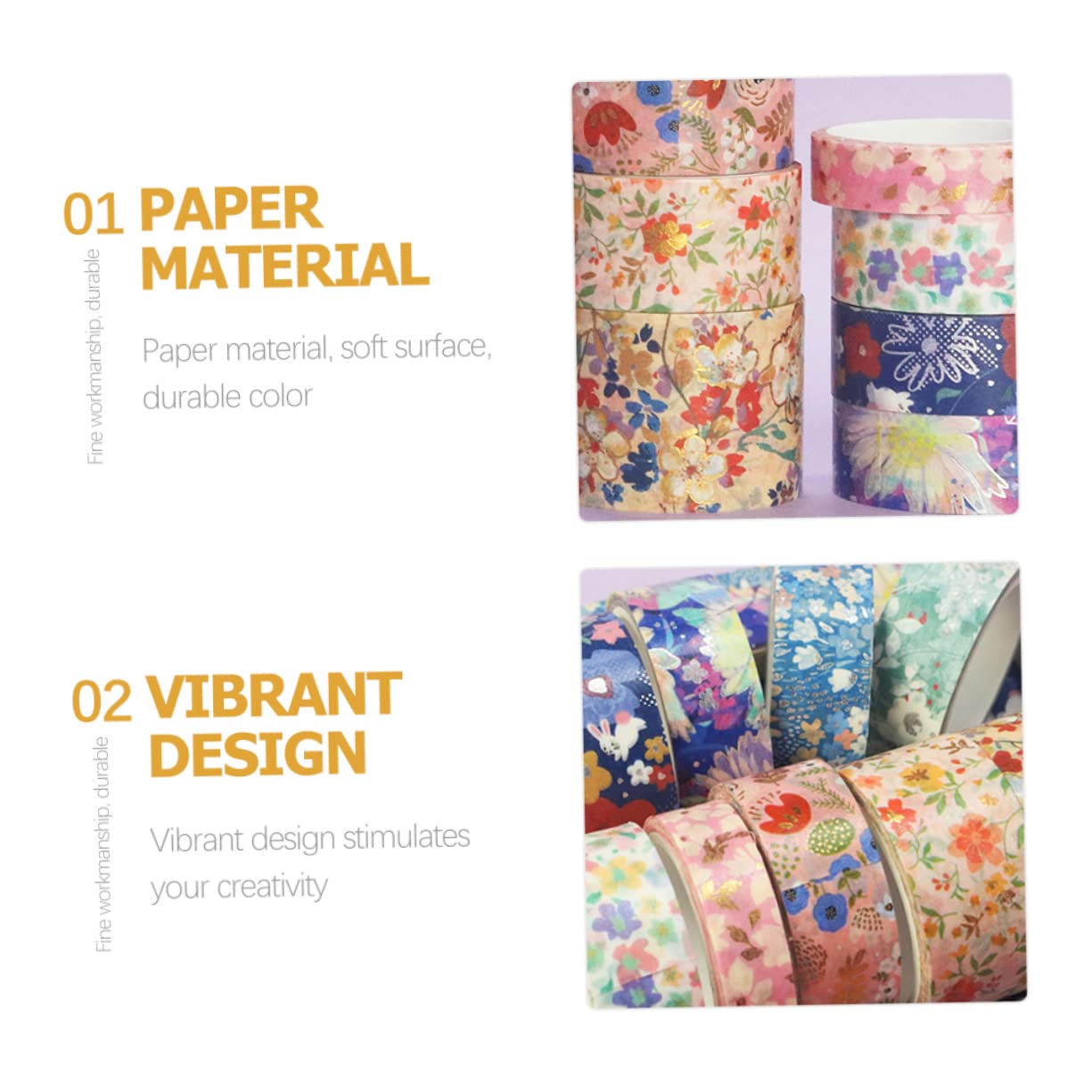 HOMSFOU 4 Ensembles Ruban Washi Tape Floral Décoratif Pour Diy Scrapbooking Motifs Fleurs Fraîches Pour Artisanales Décorations De Journaux 9 Rouleaux*4