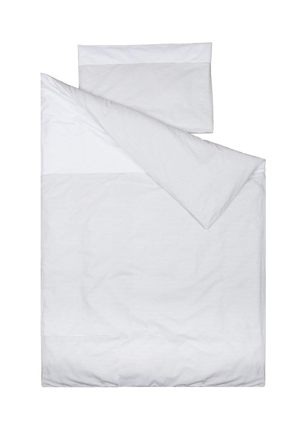 Copripiumino lettino 60x120cm + Federa Cuscino - 100% Cotone - Mis - 90x120cm, 30x60cm - Vizaro - Linee Grigie
