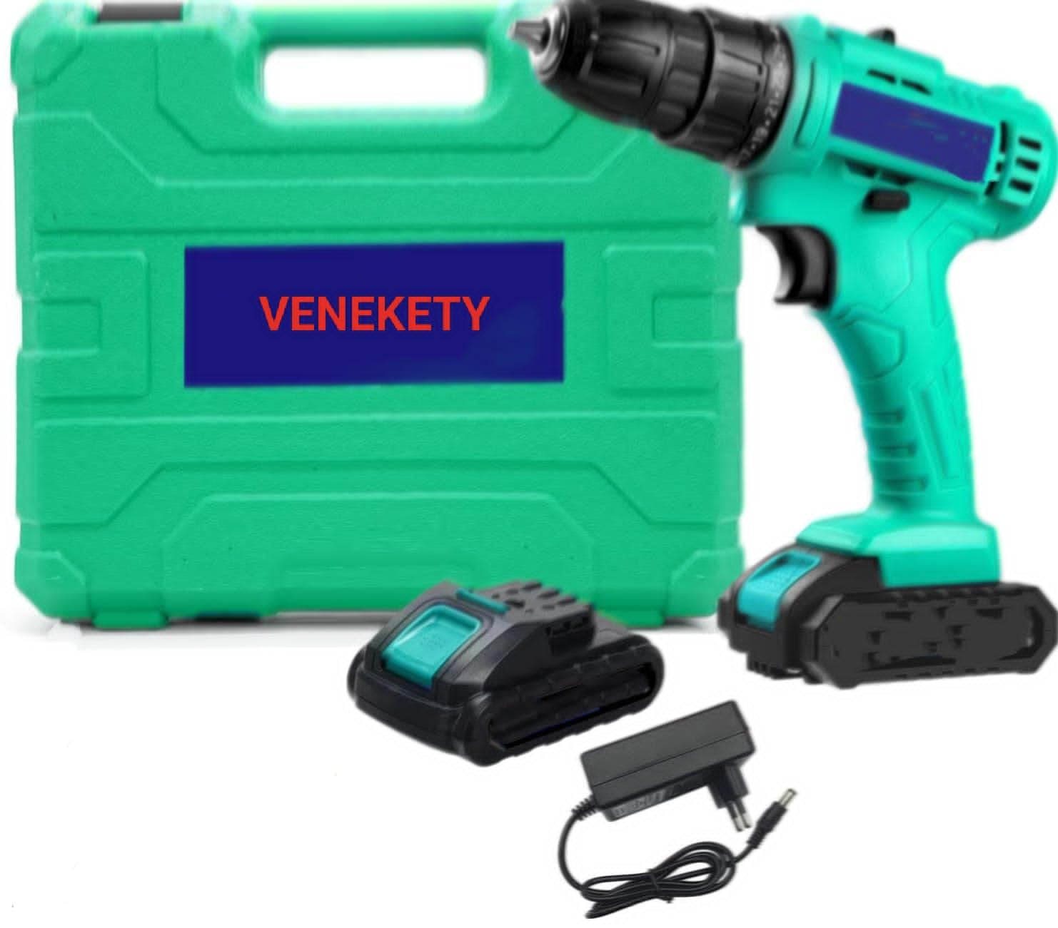 VENEKETY 21V Cordless Drill Machine cum Screwdriver | Two 1.5Ah Li-Ion Batteries | Torque 25+1 | 2 Speed Driver | Handheld Drills (Cordless Drill, 2battery & Charger with accessories) (B0CXT9KSY7) Amazon Price History, Amazon Price Tracker