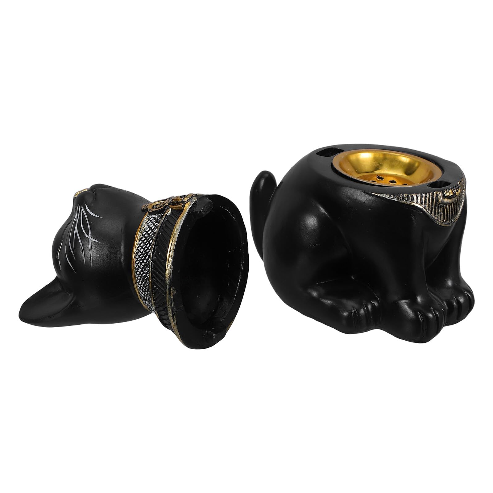 Gatuida Quemador de Incienso de Gato Egipcio de Resina, Negro, Decorativo y Coleccionable para Escritorio, Hogar y Rutinas Diarias