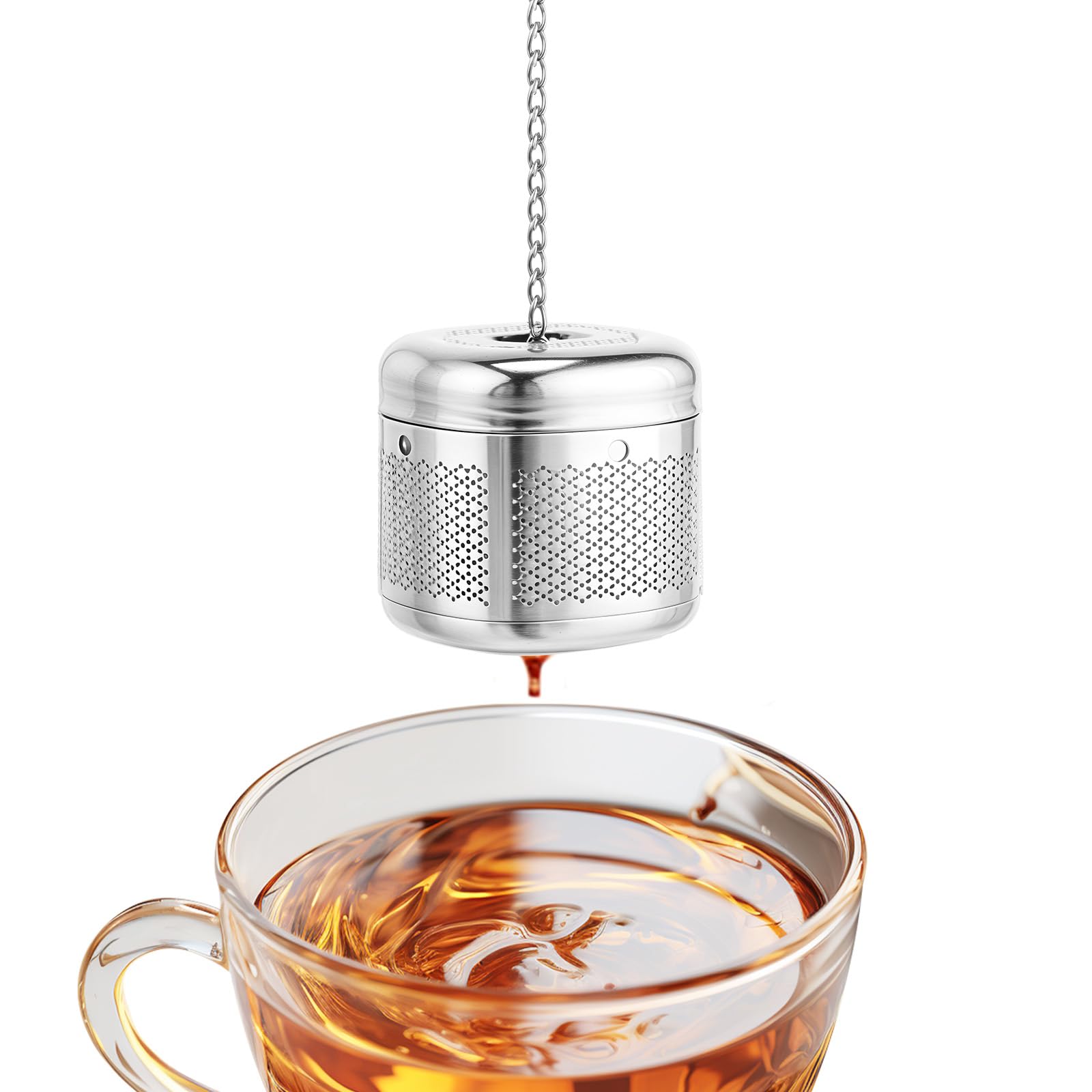 Fine Mesh Ball, 304 Stainless Steel Extra Fine Mesh Tea Infusers, Tea Strainers for Loose Leaf Teas with 1 Saucer, Retractable Chain Design Teas Strainers