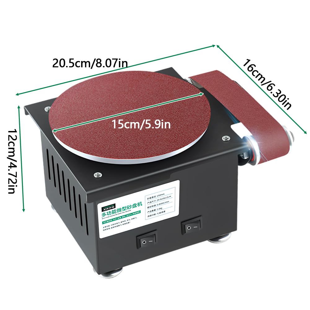 Mini Disc Sander With Forward And Reverse Function Disc Sander Small Sanding Disc Machine with 7-Speed Adjustable Speed Bench Sander Polisher For Wood, Metal, Stone & Scissor Sanding, Style 3