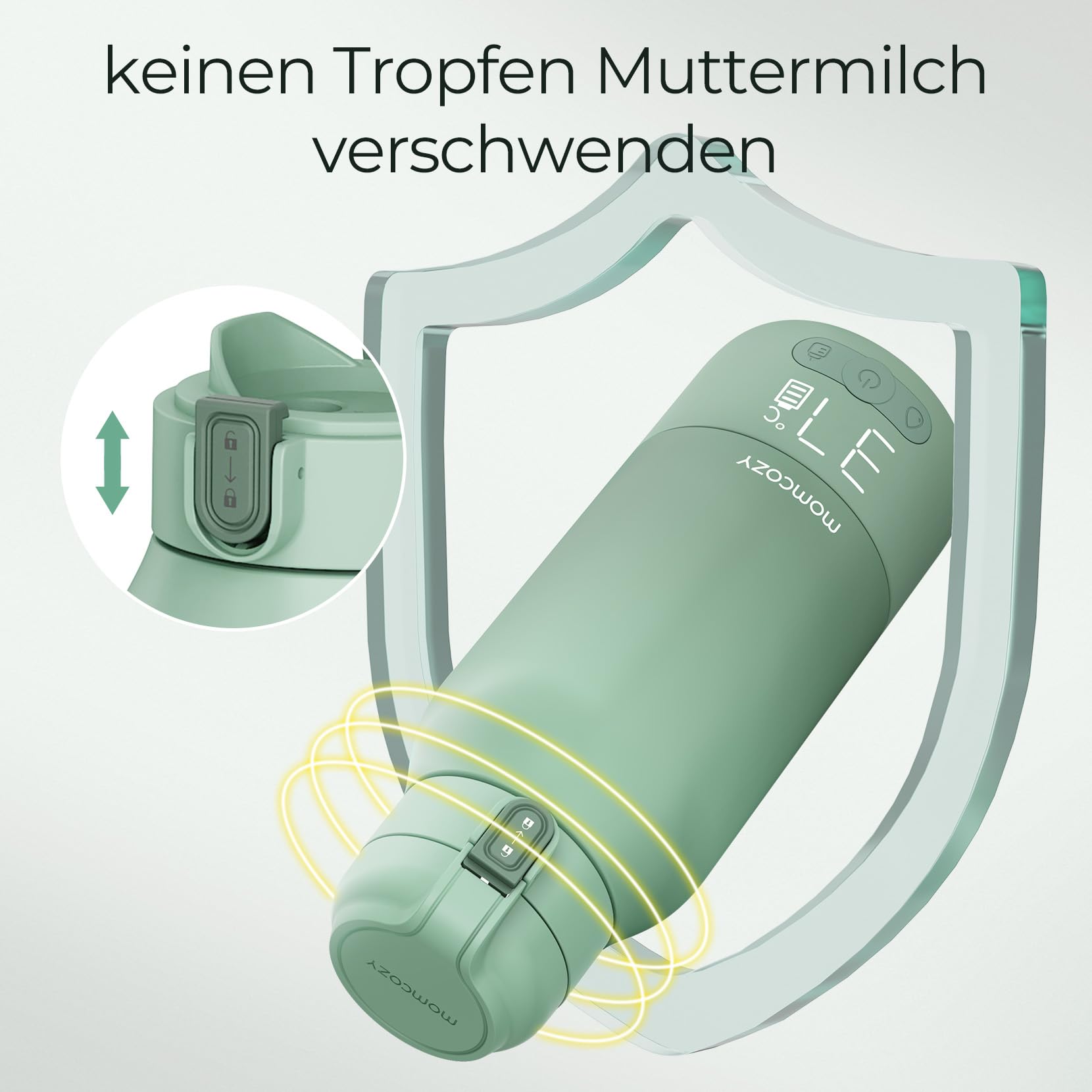 Momcozy MW05 Tragbarer Flaschenwärmer Baby für unterwegs, 500ml Kapazität + 24x Nutzung/Akku | 2 Heizmodi für Muttermilch & Wasser | Schnellaufheizen in 3 Min.