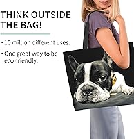 Vista 2 de Linda bolsa de mano para perro francés para mujer, bolsas de playa reutilizables, bolsa de lona para hombro, bolsa impermeable para viajes, compras