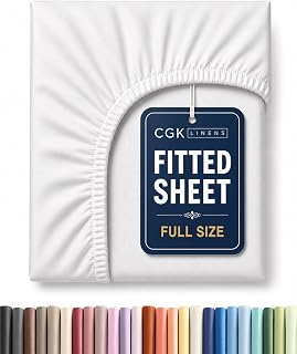 Full Fitted Sheet - Single Fitted Sheet Only - 8-16" Deep Pockets - White | Bottom Fitted Sheet Only w/ 8-16 Inch Deep Pockets, Ultra-Soft, Breathable & Wrinkle Free, Easy-Care, Fade & Shrink Resistant
