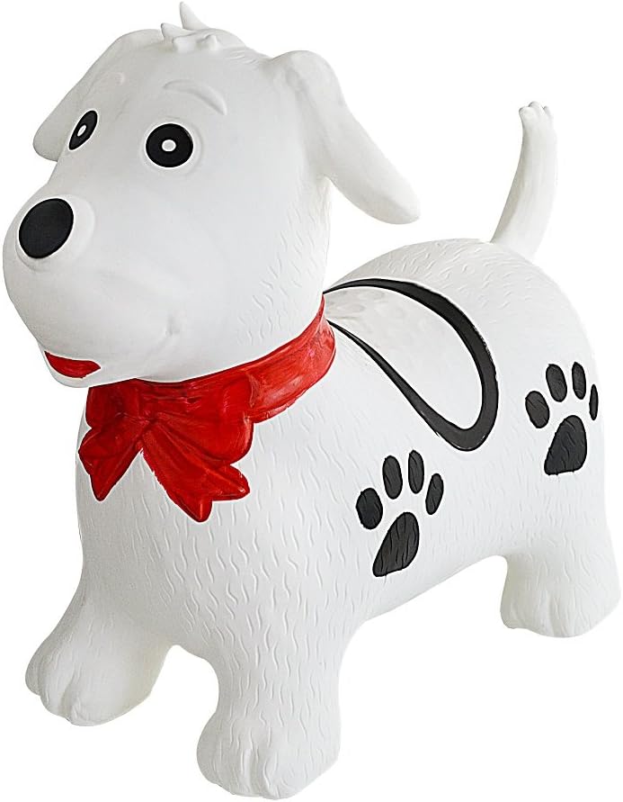 Black & White Dog Bounce & Ride-on Inflatable Hopper Toddler Toy with Pump