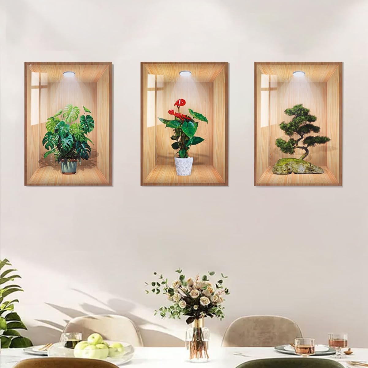 FYCAN 3D Vase Flower Wall Stickers Self-Adhesive Wall Art Decor, Set of 3 Modern Vinyl Wall Art Sticker Home Decor Posters and Prints for Aisle Stairs Wall Corner Living Room Sofa Backdrop_1-Multi (B0DF2W38Q6) Amazon Price History, Amazon Price Tracker