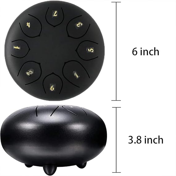 Generic Rain Drum for Outside Garden, Outdoor Rain Chime, Waterproof Garden Instrument, 6 Inch Chakra Drum with 8 Notes (Black)