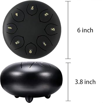 Generic Rain Drum for Outside Garden, Outdoor Rain Chime, Waterproof Garden Instrument, 6 Inch Chakra Drum with 8 Notes (Black)