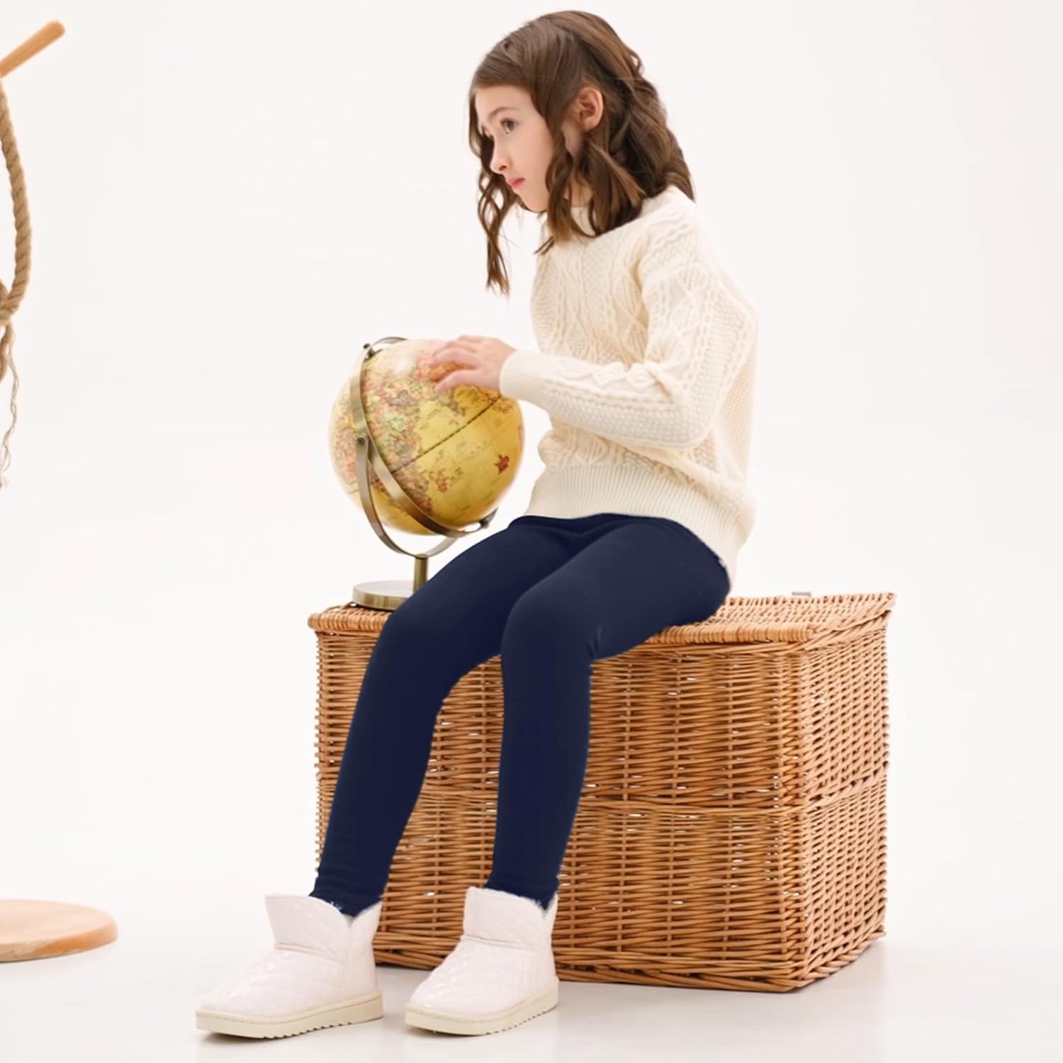 BOOPH Girls Fleece Lined Leggings Toddler Kids Winter Warm Basic Full Length Pants - Image 5