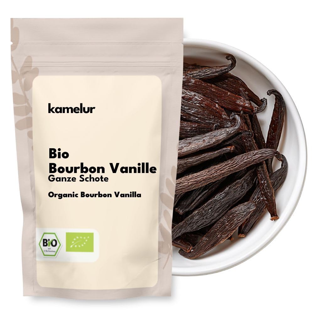 Baccelli interi BIO Bourbon Vaniglia - 3x5 pezzi, lunghi da 15 a 17 cm - vera BIO Bourbon Vanilla del Madagascar - confezionati in un imballaggio ecologico