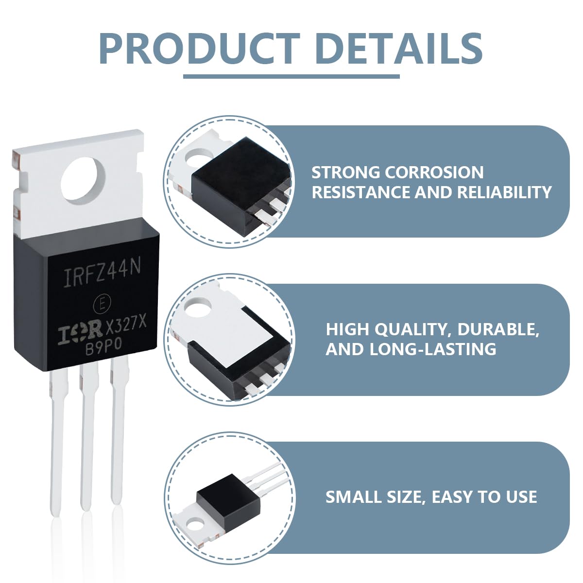 Transistor MOSFET IRFZ44N 49A 55V TO-220 Canale N MOSFET di Potenza a Effetto di Campo
