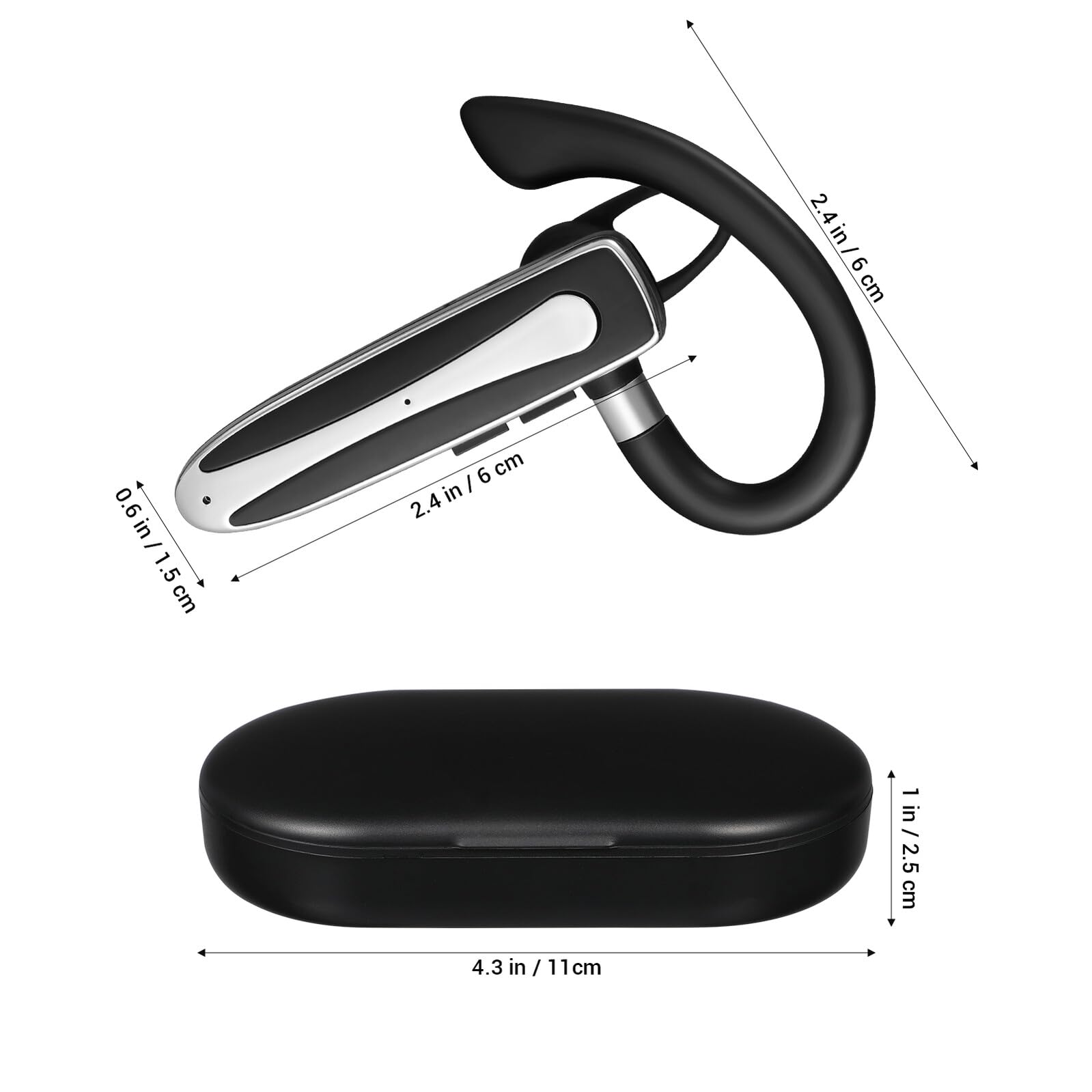 Auricolare Wireless Monoauricolare con Gancio Auricolare, Cuffie Portatili Compatte con Custodia di Ricarica, Tecnologia senza Fili 5.1, Auricolari Sportivi per Chiamate a Mani