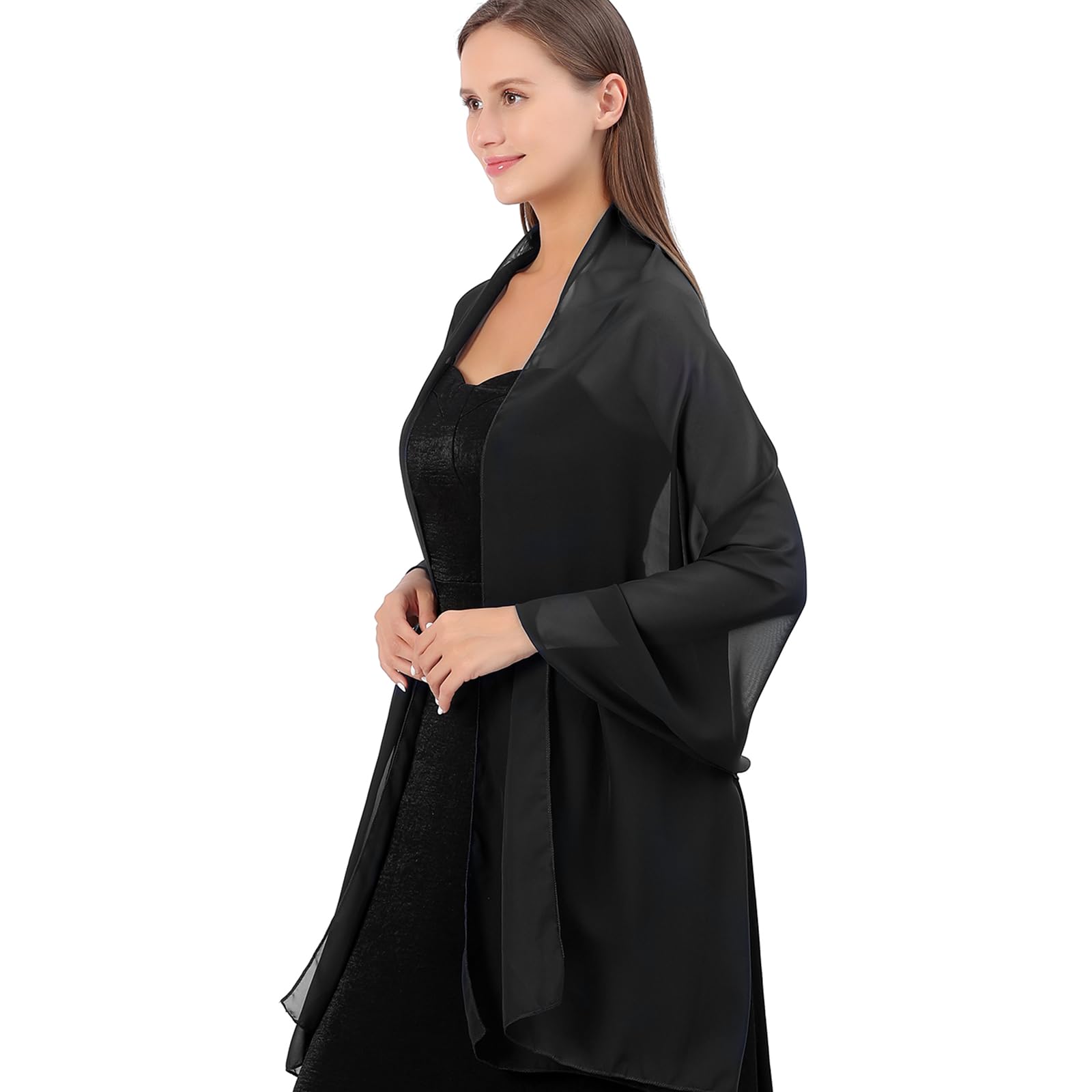 Jeffdad Sheer Chiffon Schal, Stola für Abendkleid Damen Halstuch, 200 x 70 cm Soft Chiffontücher Leichter Schultertuch Sommer Schal Damen Festliche Stola für Hochzeit Braut Party