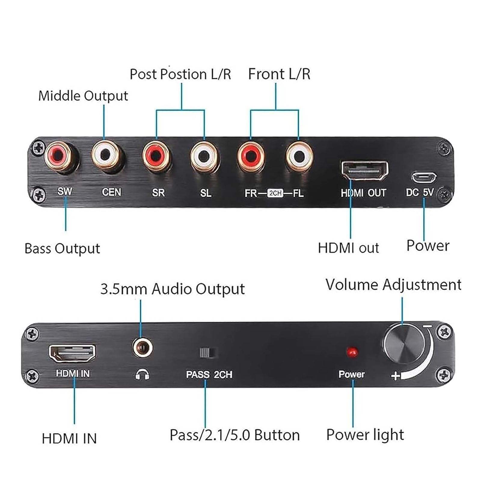 Convertisseur Audio numérique vers analogique HDMI 4K, décodeur Audio 5.1, Sortie Casque 3,5 mm, Lecteur réseau Compatible, HDTV, DVD Blu-Ray, DVD, PS3, DM500S, DM800HD, etc.