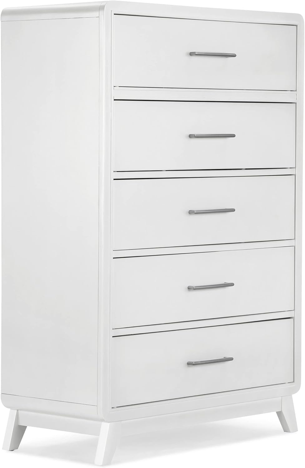 Benjara Peri 54 Inch Tall Dresser Chest, 5 Drawers, Solid Wood Frame, Crisp White