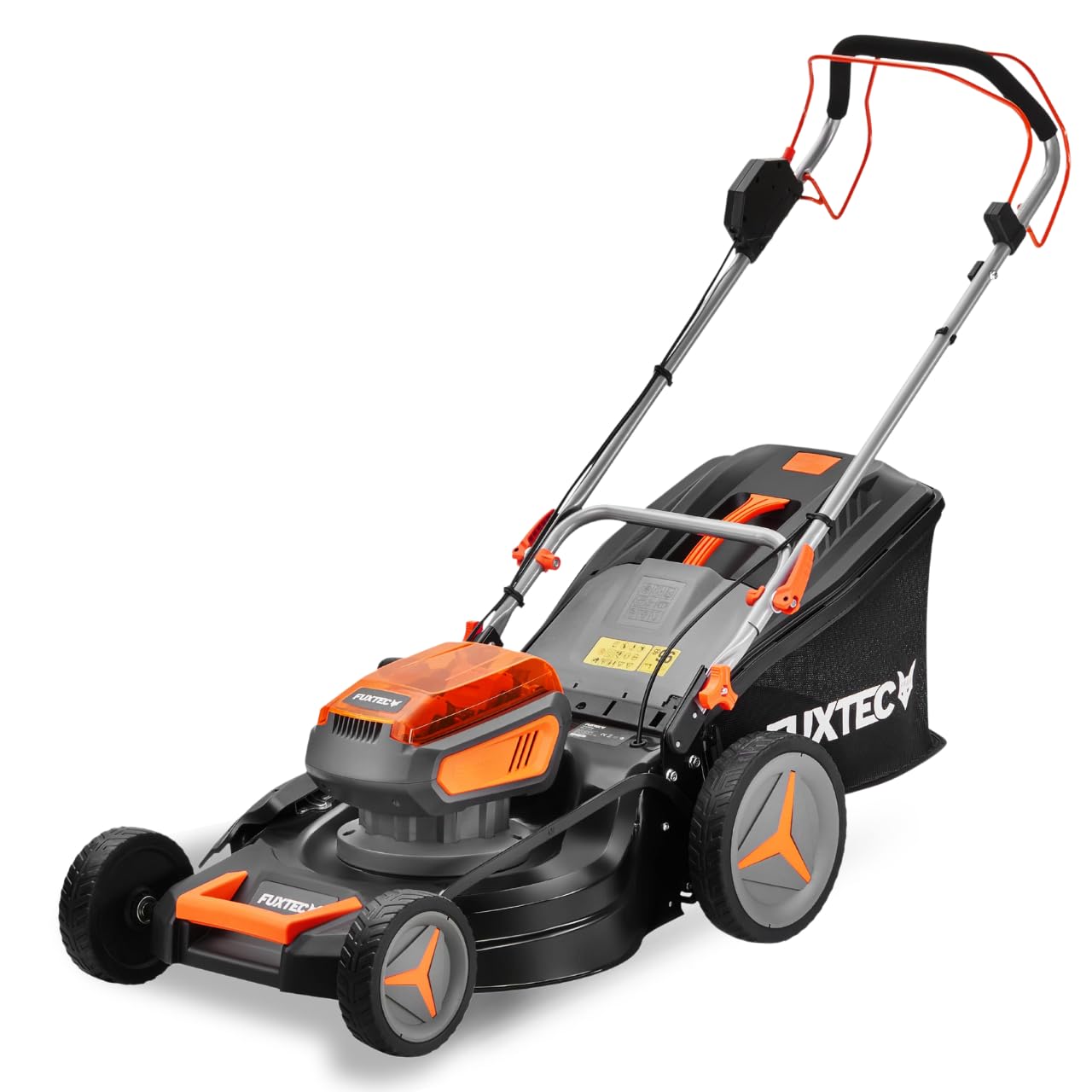 FUXTEC Tondeuse à Gazon sans Fil 40V FX-E2RM46 • Autotractée avec 2 Batteries 4Ah et Double Chargeur • Coupe 46 cm • Mulching et Éjection Latérale • Bac 50L • Hauteur de Coupe 25–75 mm