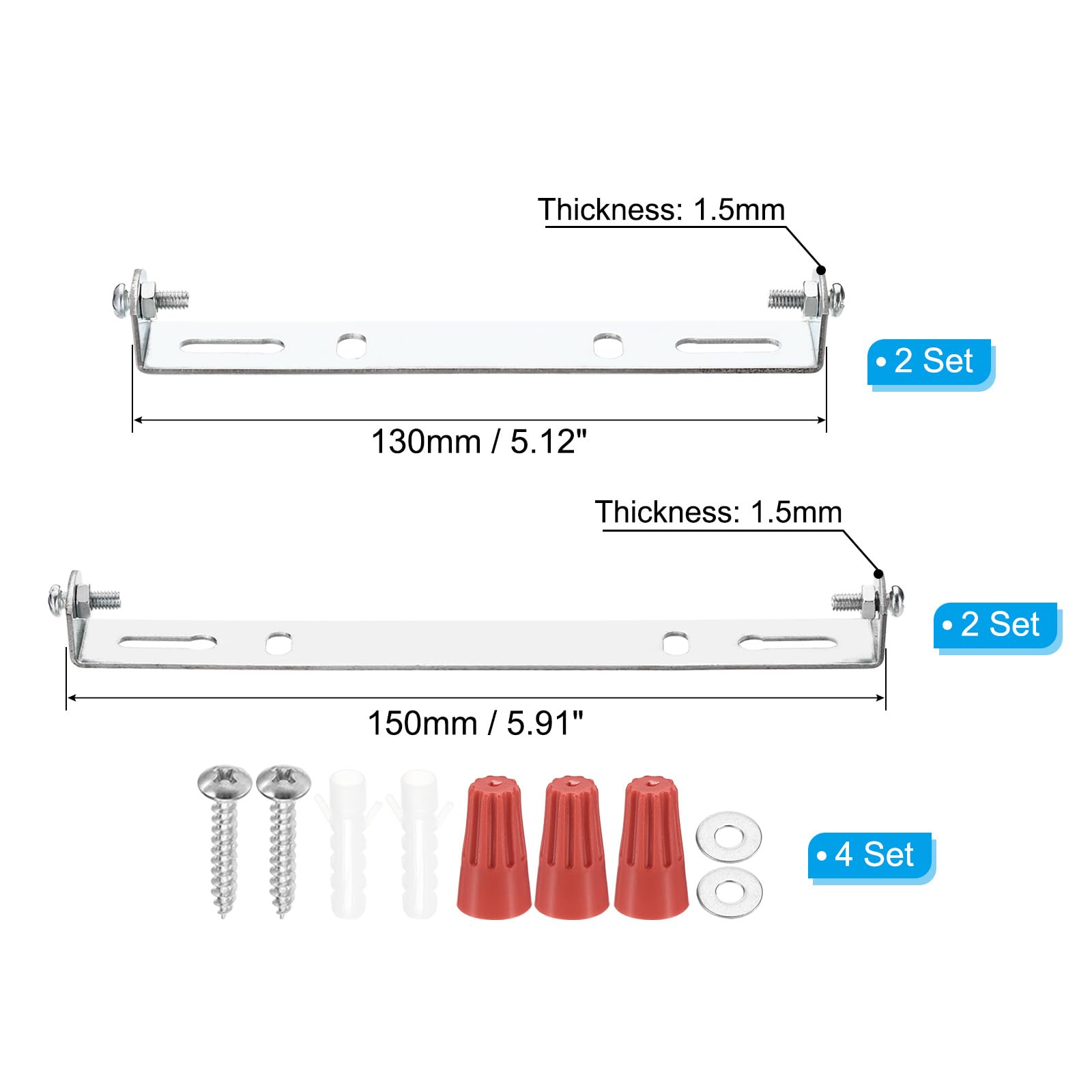 PATIKIL 130mm(5.12"), 150mm(5.91") Universal Light Fixture Mounting Bracket Kit - Image 2