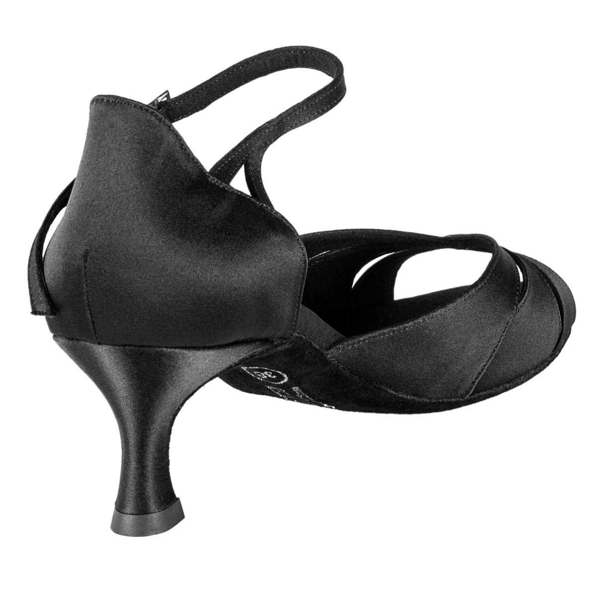 Rummos Damskie buty do tańca R385 041 - czarna satyna - regularny krój - 5 cm 50R rozkloszowany obcas - wyprodukowano w Portugalii