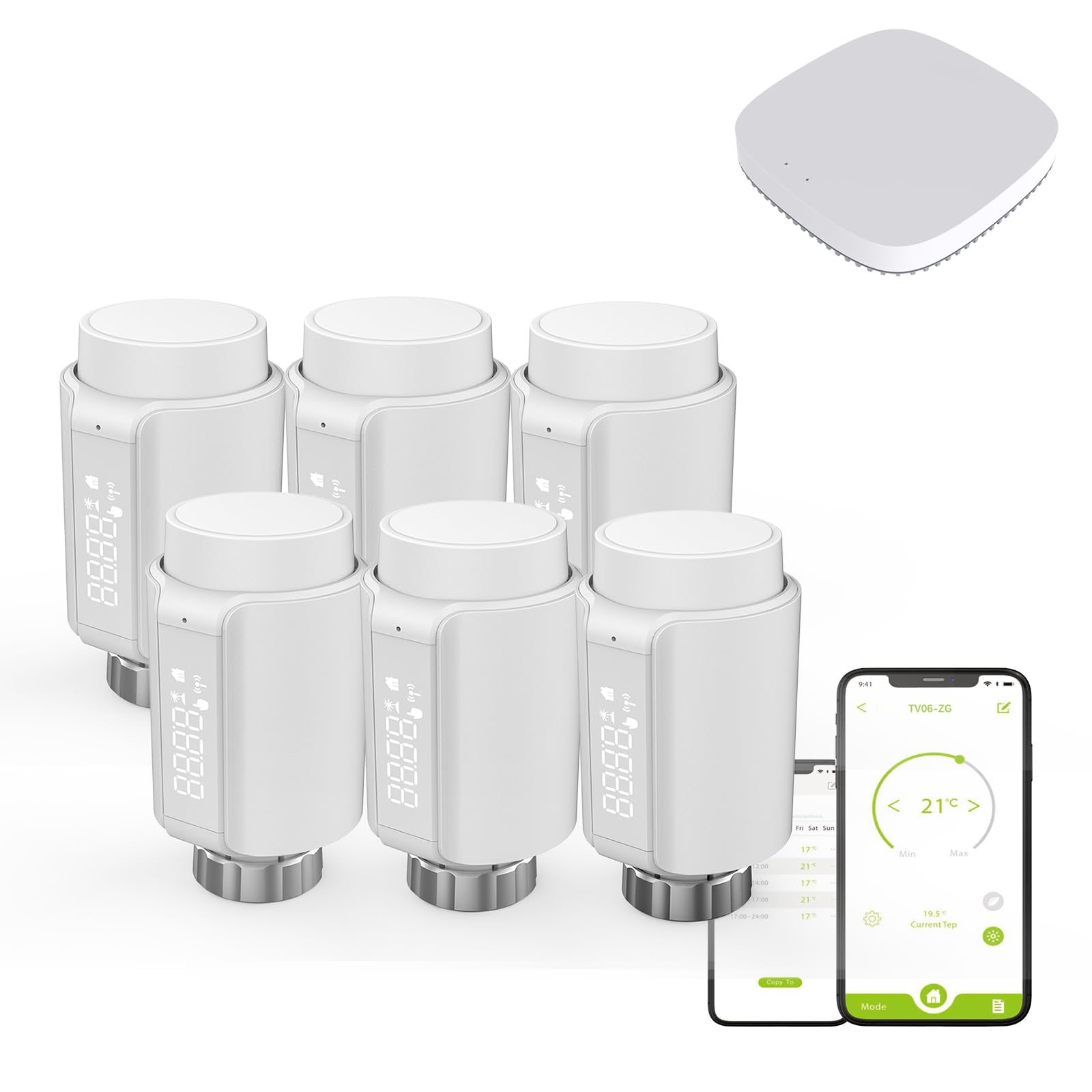 Smart Zigbee Termostatyczna głowica zaworu grzejnika, programowalny termostat, grzejnik temperatury, TRV, Alexa, sterowanie głosem