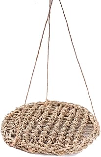 Bird Hammock Swing, Seagrass Handwoven Bird Cage Swing Bed for Parakeet Parrot Cockatiel Small Birds, Hook Hanging with String (Seagrass, Swing)
