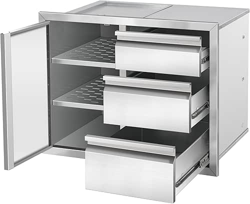 Outdoor Kitchen Drawer Combo Cabinet Stainless Steel Triple Drawers &