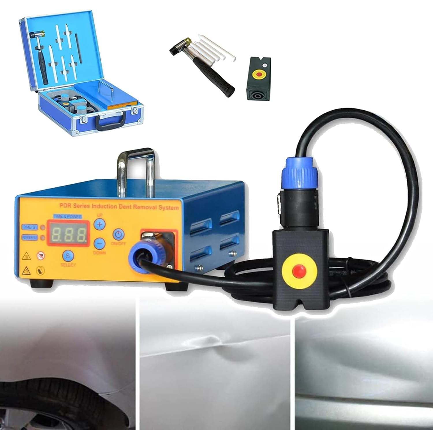 ZMJGLL 1380W PDR Dent Repair Kit,Car Dent Puller W/Induction Heater,Hot Box for Paintless Dent Removal,Fix Minor Deep Dents Without Damaging Paint,professional Tool