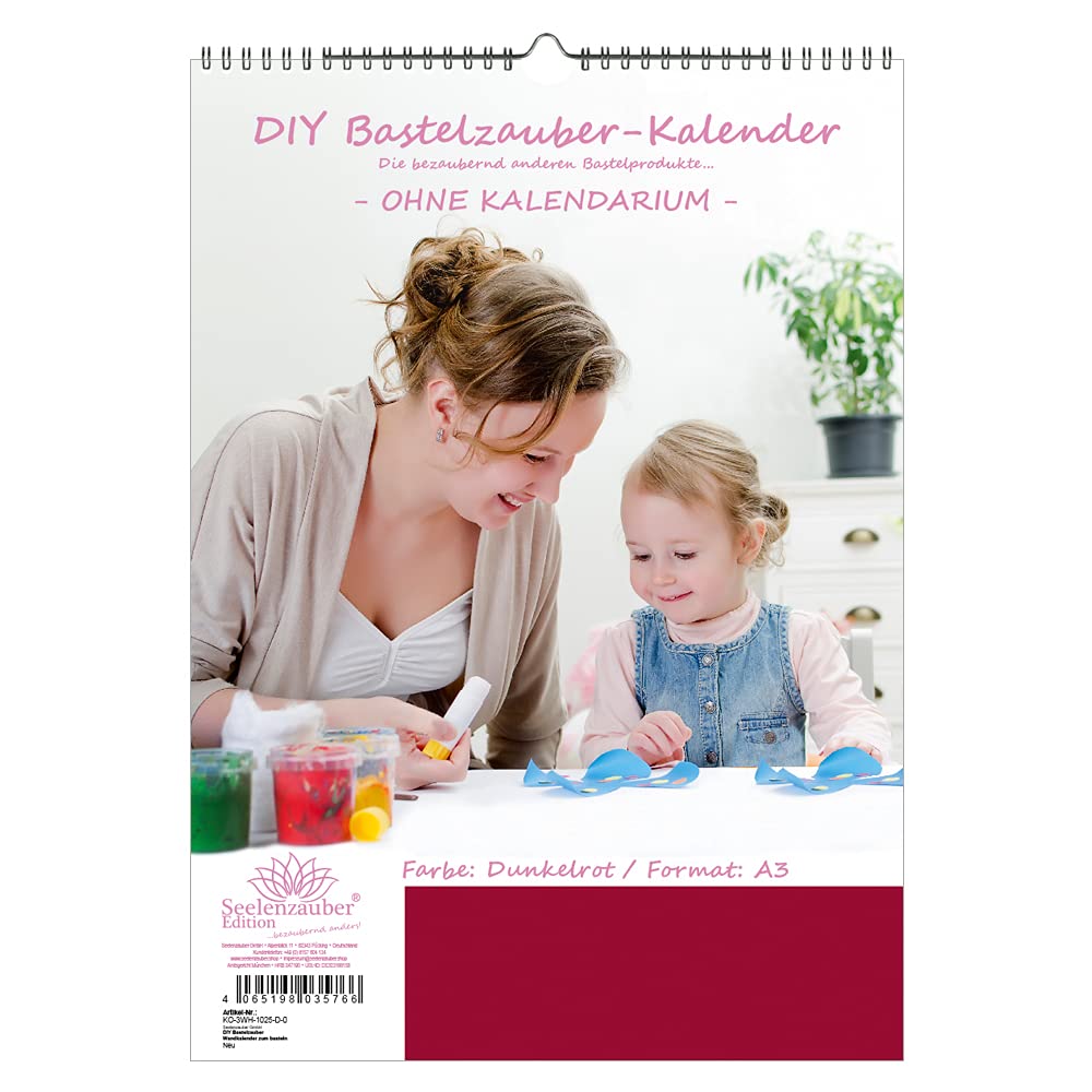 DIY Bastelzauber Wall Calendar for Crafts without Calendar DIN A3 Portrait Format Colour: Purple - Seelenzauber Photo Calendar Craft Calendar Crafts