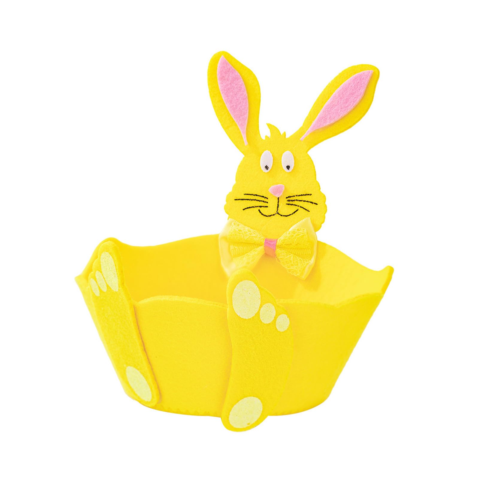 Kalttoy Yellow Fabric Easter Rabbits Display Holders Stylish Easter Themed Rabbits Decoration Baskets For Gifts Candy And Eggs Hunts Candy Storage Basket