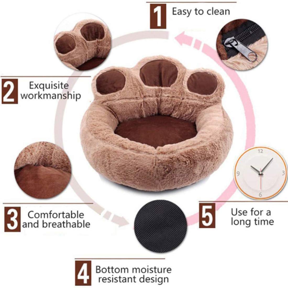 ITODA Hundeschlafplatz Rutschfestes Hundebett Hundesofa Extra Weich Haustierbett Warme Hundematratze Haustier Schlafplatz Abwaschbares Katzenbett Rund Hundematte Tierbett für Kleine/Mittlere Hunde