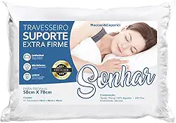 Travesseiro Antialérgico Percal 200 Fios para fronha 50cmx70cm 20cm de Altura, 100% Fibra Siliconada, Macio, Lavável