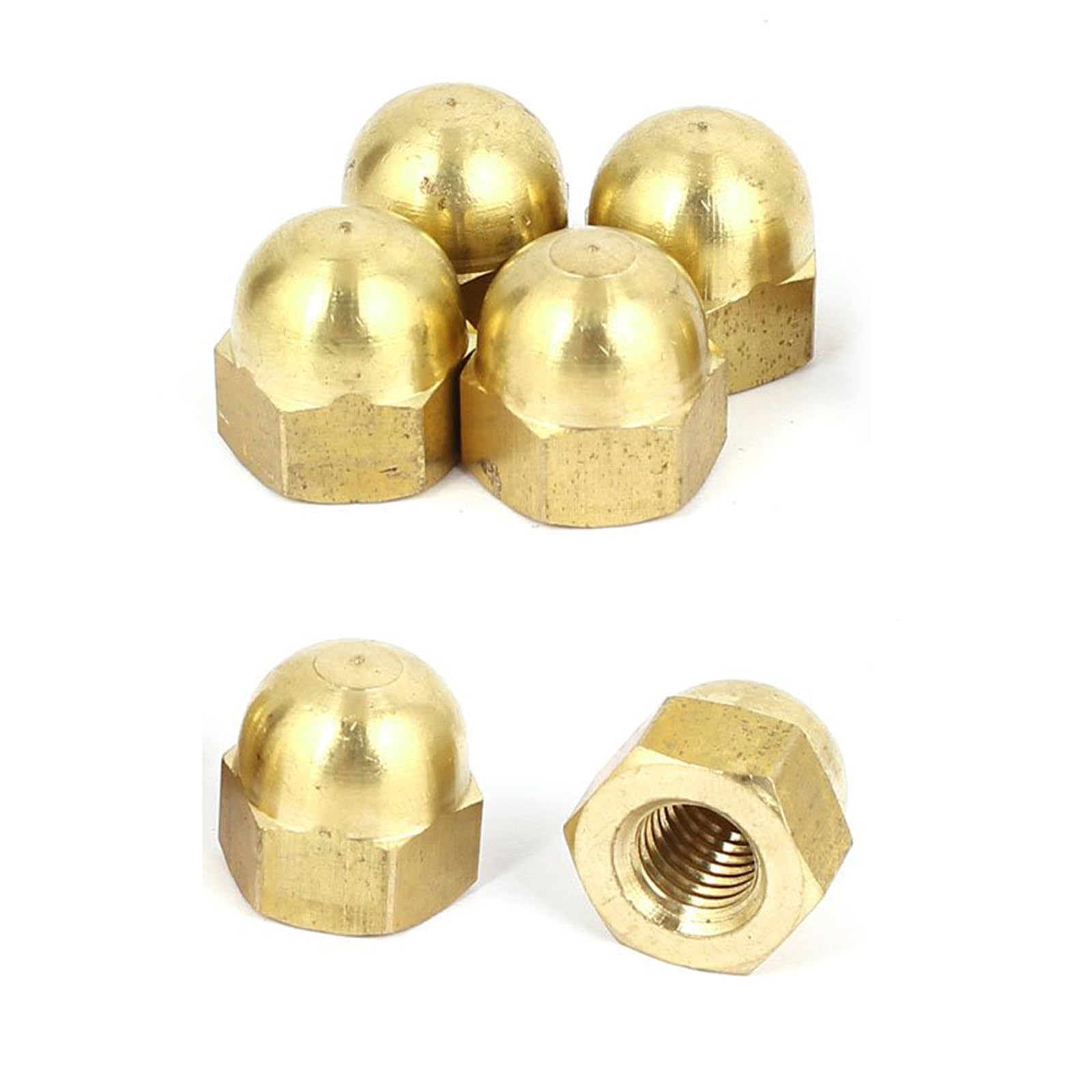 Unifizz Hex Cap Nuts,6Pcs M10 Dome Nuts Brass Hexagon Decorative Cap Nut for Screws Bolts Brass Tone