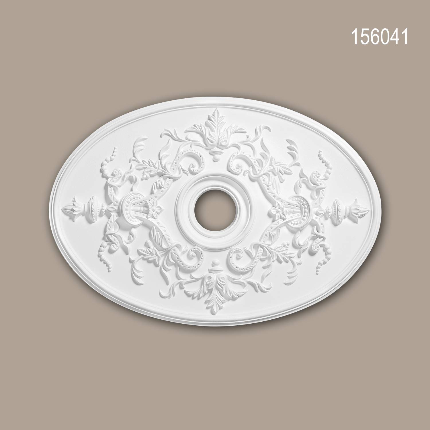 Profhome 156041 Deckenrosette Oval XXL | 78,5 x 54,4 cm | Premium Polyurethan Hartschaum | Prachtvolle Stuckrosette Neo-Empire Design | Vorgegrundiert Weiß | Innen & Außen