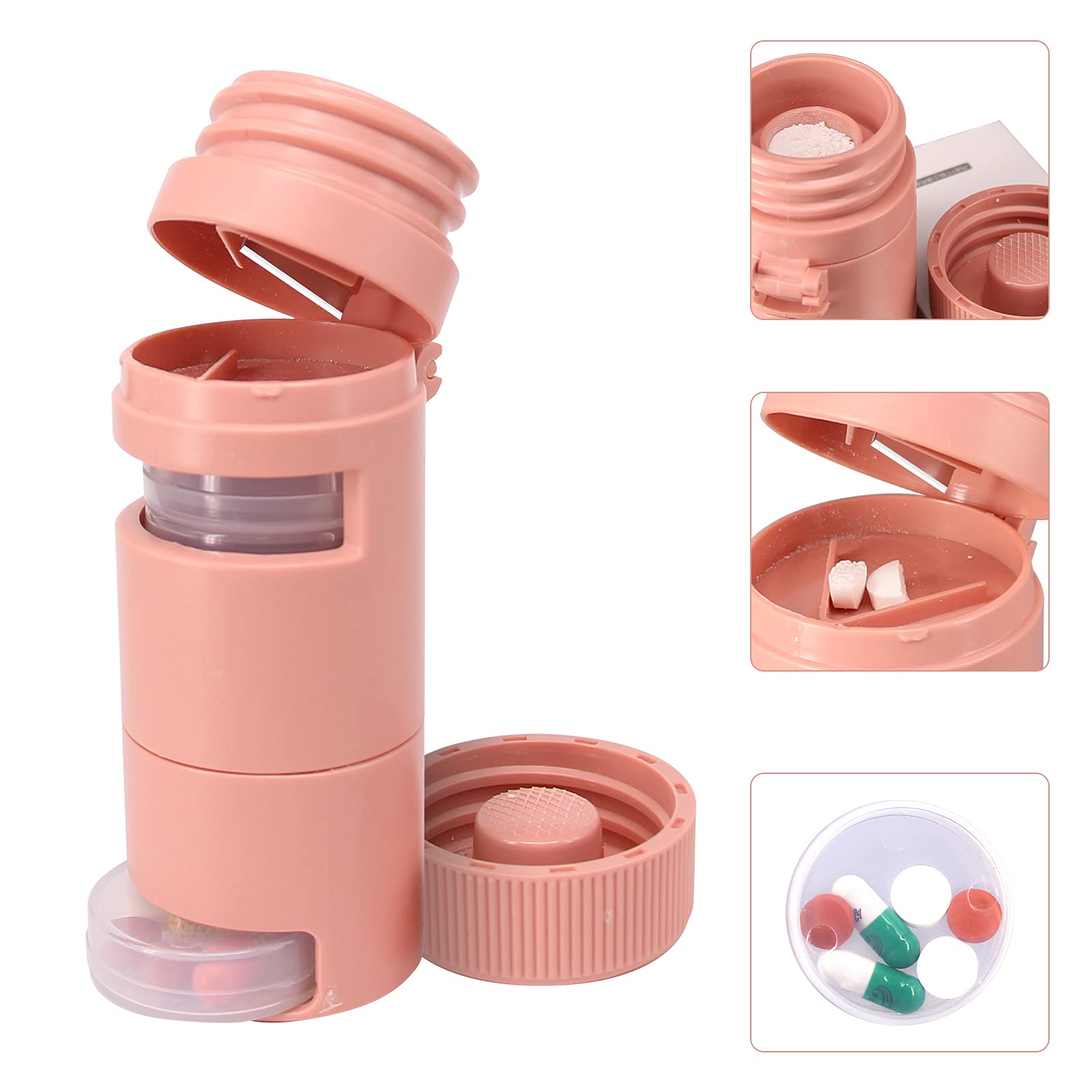 7 Day Pill Organizer，for Cutting Small Pills or Large Pills in Half，Pill Cutter Grinder，Moisture Proof Small Pill case for Pocket Wallet (red)-image-38