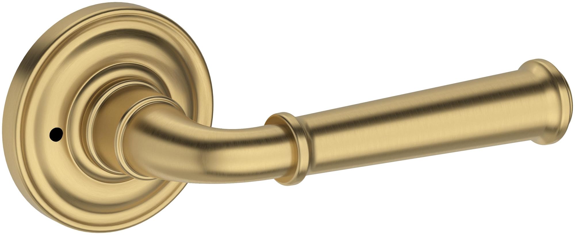 Baldwin PV.DUN.R.TRR Dunsmoor Privacy Door Lever Set with Traditional Round Rose from the Reserve Collection - Lifetime Satin Brass