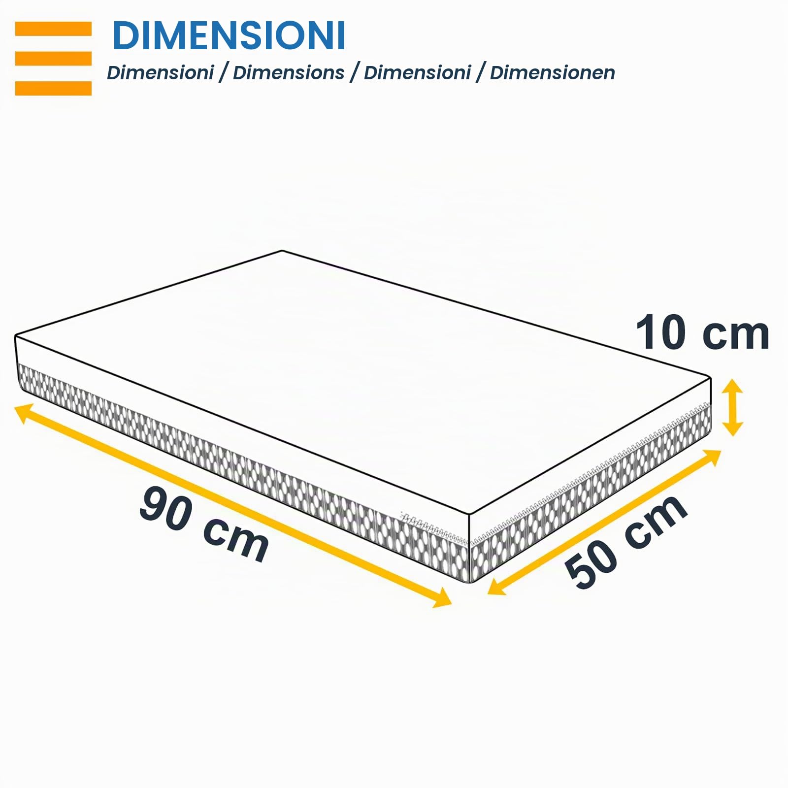 PEKITAS Materasso Culla 50 x 90 cm spessore 10 cm ibrido reversibile doppio lato fodera rimovibile lavabile durezza stabile traspirante anti-annegamento baby neonato