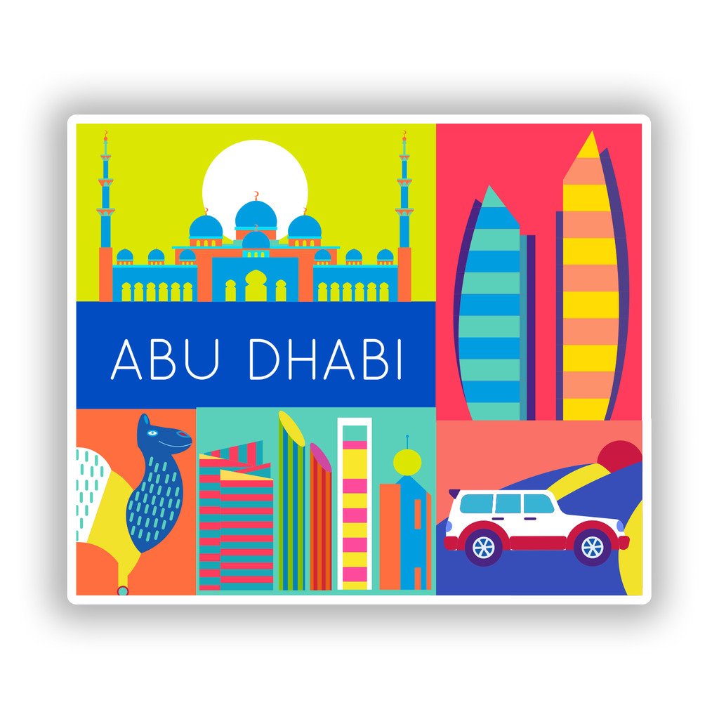 Destinationvinyl Multi 2 X 15Cm/150Mm Abu Dhabi Vinyl Stickers Travel Luggage #10679