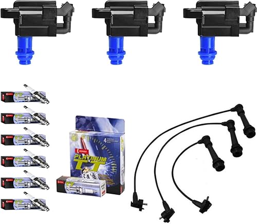 Paquete de 3 bobinas de encendido resistentes y 6 bujías de platino con repuesto para Lexus GS300 Toyota IS300 Supra UF228 UF-228 90919-02216