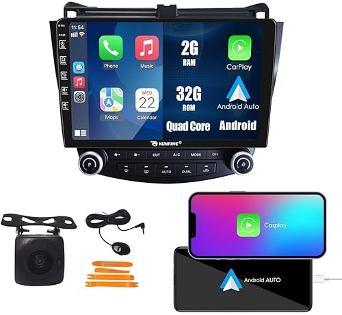 B0CJJHVJR6_image_0 Kunfine Coche CarPlay Android Navegación Automática Estéreo GPS Radio Reverse Cámara Pantalla 10 "IPS Pantalla Táctil Headunit Tablet Pad Media