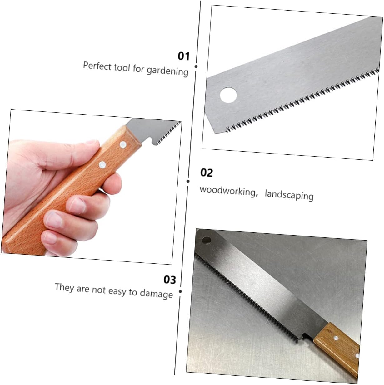 NUOBESTY 3pcs Handle Fine Tooth Saws for Precision Cutting Ergonomic Beech Handle for Woodworking Carpentry and Garden Trimming