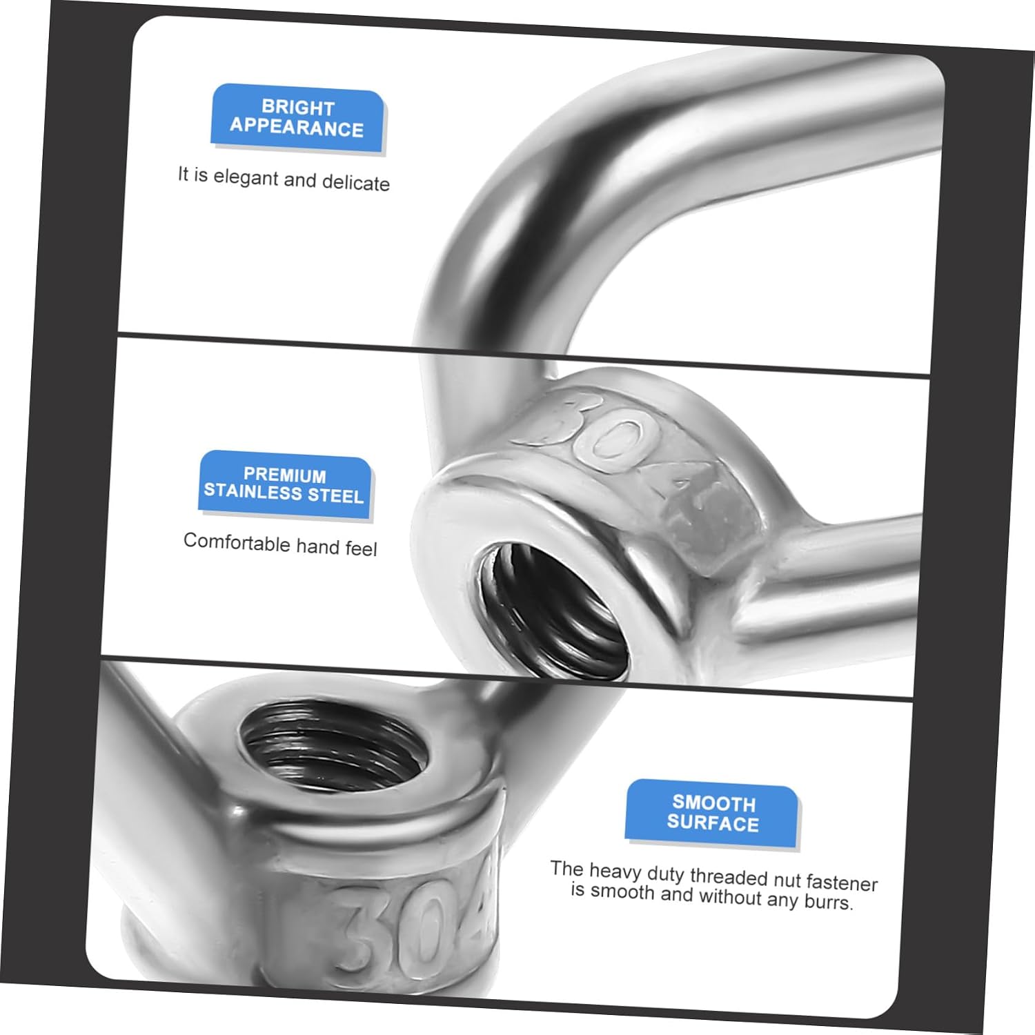 4Pcs Stainless Steel Triangle Ring Lifting Eye Nut Female Threaded Fastener for Industrial Use