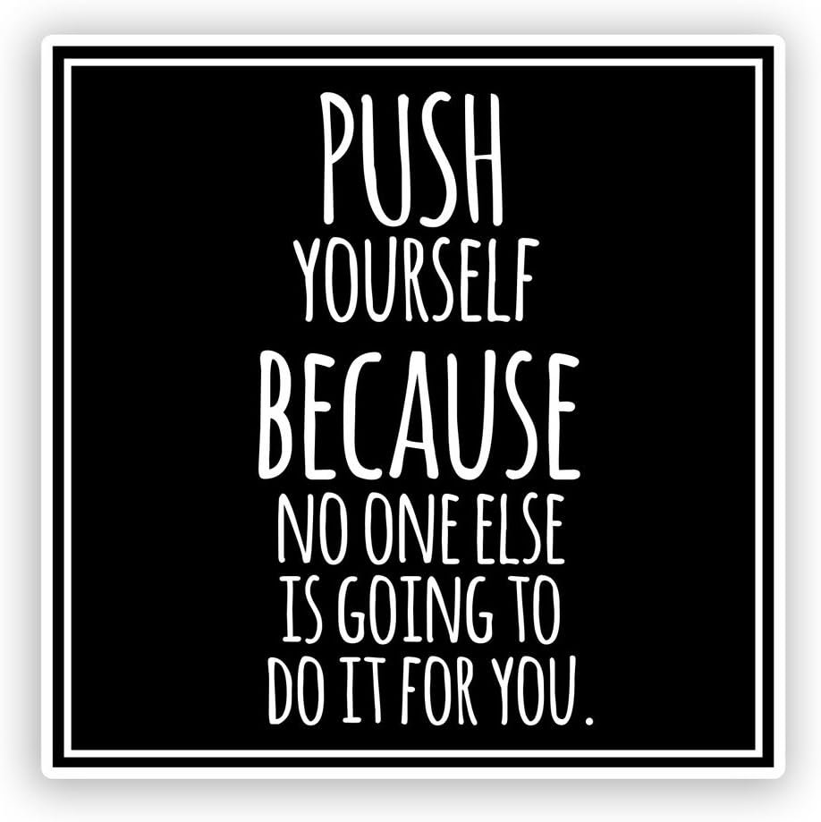 2 x 25cm/250mm Push Yourself Vinyl Stickers Quote Inspirational #7589