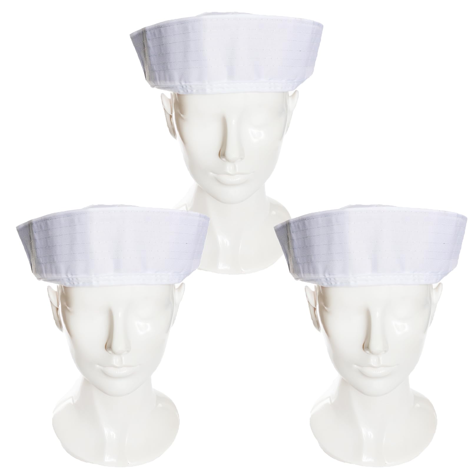 Adults Doughboy Sailor Hat - Pack of 3 - Classic All-White Sailor Hat - Adults Navy Sailor Fancy Dress Costume Accessory