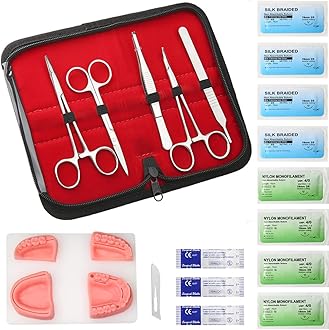 Dental Suture Practice Kit Suture Training 18 Pcs Set Including 4 Different Soft Silicone Suture Pads for Dentist Practice