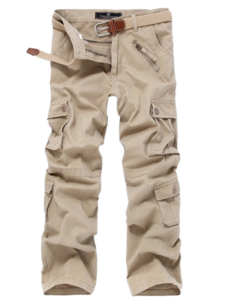 WSLCN Pantalon Cargo Hommes Pantalon Battle de Travail Multi Poches Durable Vintage Multicolore(sans Ceinture)